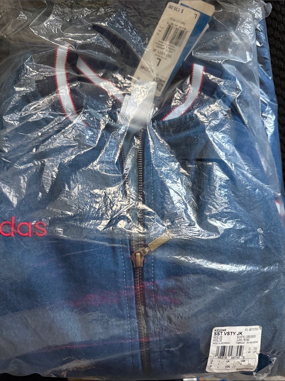 NWT adidas Originals SST Denim Graphic Varsity Bomber Jacket - Picture 8 of 8